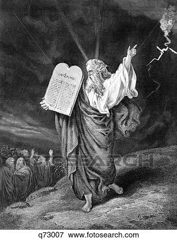 MOSES COMING DOWN FROM MOUNT SINAI WITH TABLET OF THE TEN COMMANDMENTS View Large Photo Image Stock Photo - MOSES COMING DOWN FROM MOUNT SINAI WITH TABLET OF THE TEN COMMANDMENTS. Fotosearch