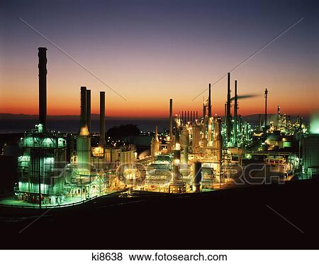 PETROCHEMICAL PLANT AT NIGHT View Large Photo Image Stock Photo - PETROCHEMICAL PLANT AT NIGHT. Fotosearch