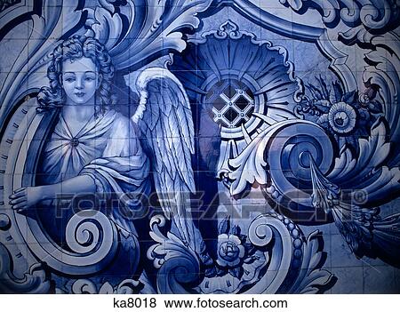 PORTUGUESE AZULEJOS BLUE AND WHITE HAND PAINTED CERAMIC TILES 18 CENTURY NORTHERN PORTUGAL View Large Photo Image Stock Photo - PORTUGUESE AZULEJOS BLUE AND WHITE HAND PAINTED CERAMIC TILES 18 CENTURY NORTHERN PORTUGAL. Fotosearch