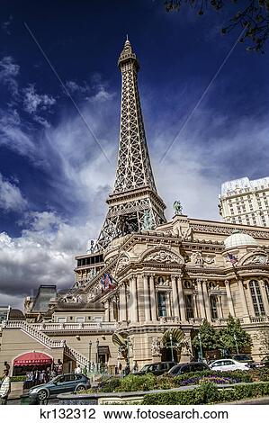 Stock Image - REPLICA PARIS RESORT HOTEL AND CASINO WITH EIFFEL TOWER LAS VEGAS NV USA. Fotosearch