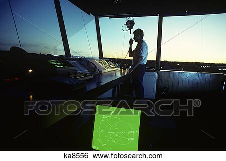 Silhouetted Air Traffic Controller In Control Tower View Large Photo Image Stock Photograph - Silhouetted Air Traffic Controller In Control Tower. Fotosearch