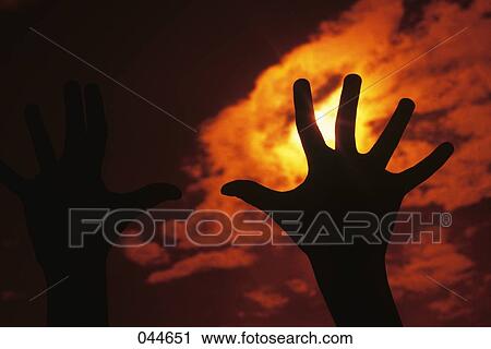 Single Silhouetted Hand Reaching Up Into Orange Sky Grasping View Large Photo Image Stock Image - Single Silhouetted Hand Reaching Up Into Orange Sky Grasping. Fotosearch