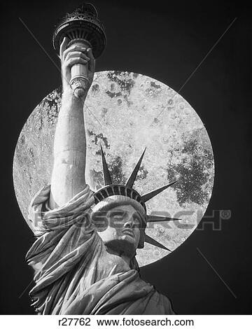 STATUE OF LIBERTY SHOWN FROM BUST UP FULL MOON IN BACKGROUND NEW YORK CITY USA View Large Photo Image Stock Image - STATUE OF LIBERTY SHOWN FROM BUST UP FULL MOON IN BACKGROUND NEW YORK CITY USA. Fotosearch