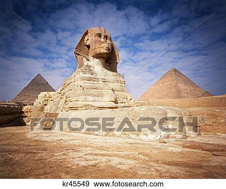 The Great Sphinx Chefren & Cheops Pyramids Giza Egypt View Large Photo Image Stock Photo - The Great Sphinx Chefren & Cheops Pyramids Giza Egypt. Fotosearch