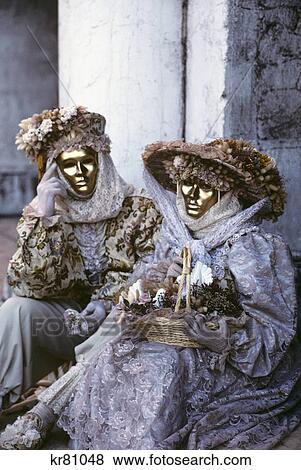 Two People In Costume Carnival Venice Italy View Large Photo Image Stock Photo - Two People In Costume Carnival Venice Italy . Fotosearch