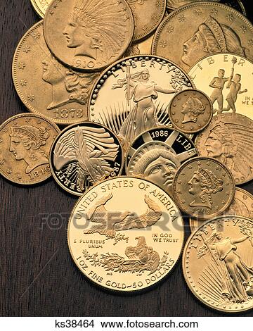 Picture - UNITED STATES GOLD COINS FROM DIFFERENT ERAS. Fotosearch