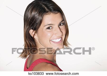 How to Be a Wonderful Russian Better half brunette woman smiling portrait stock image  ks103833