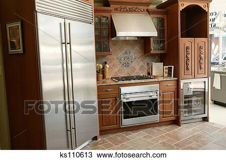 Sample kitchen layout in home improvement store Stock Image | ks110613