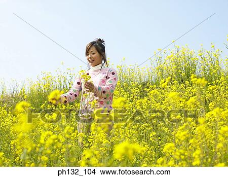 Young woman plucking flowers View Large Photo Image Picture - Young woman plucking flowers. Fotosearch