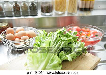 Food ingredients on a kitchen counter View Large Photo Image Picture - Food ingredients on a kitchen counter. Fotosearch
