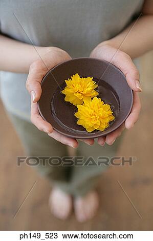 Low section view of a woman holding a bowl with flowers View Large Photo Image Stock Image - Low section view of a woman holding a bowl with flowers. Fotosearch