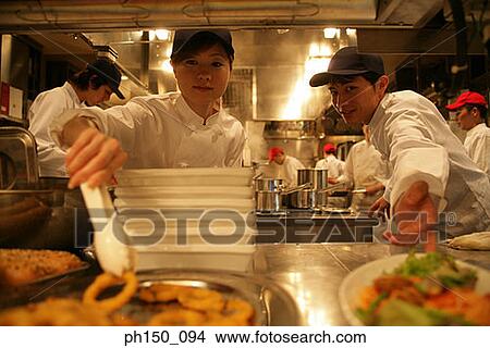 Picture - Waiters in the kitchen. Fotosearch