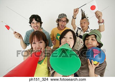 Portrait of three young couples cheering together View Large Photo Image Picture - Portrait of three young couples cheering together. Fotosearch