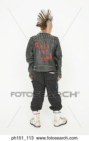 Rear view of a punk young man View Large Photo Image Stock Image - Rear view of a punk young man. Fotosearch