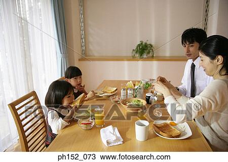 Mid adult couple and their daughter having breakfast View Large Photo Image Stock Image - Mid adult couple and their daughter having breakfast. Fotosearch