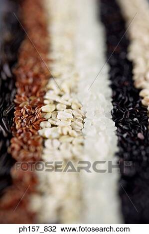 Stock Image - Assortment of beans and rice. Fotosearch