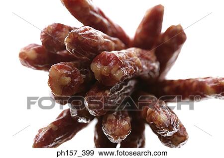 Stock Photo - Chinese sausages, bottom view. Fotosearch