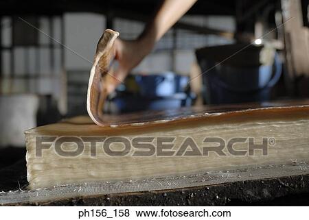 Stock Photo - Close-up of a person's hand holding a sheet of wax. Fotosearch