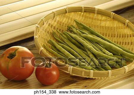 Close-up of beans in a basket with two tomatoes beside it View Large Photo Image Stock Photo - Close-up of beans in a basket with two tomatoes beside it. Fotosearch