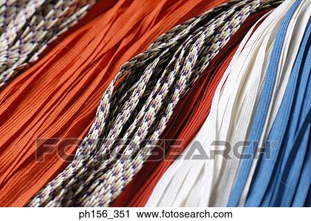 Stock Image - Close-up of multi-colored laces. Fotosearch