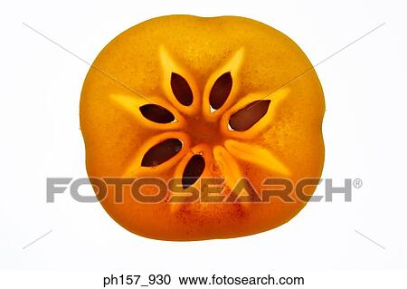 Persimmon fruit, cross section View Large Photo Image Stock Image - Persimmon fruit, cross section. Fotosearch