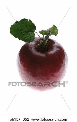 Stock Image - Red apple with leaves. Fotosearch