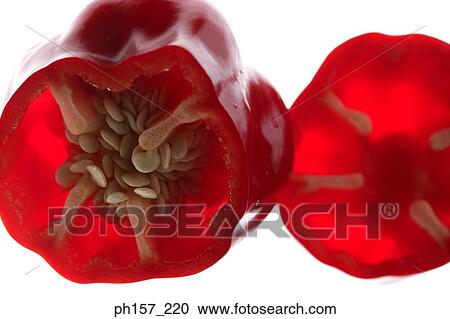 Red bell pepper, halved View Large Photo Image Stock Image - Red bell pepper, halved. Fotosearch