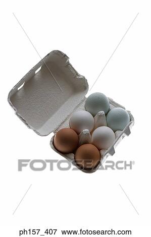 Six eggs in an egg crate View Large Photo Image Stock Photo - Six eggs in an egg crate. Fotosearch