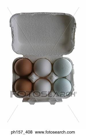 Stock Photo - Six eggs in an egg crate. Fotosearch