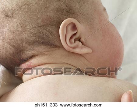 Stock Image - Close-up of a baby's head, rear view. Fotosearch