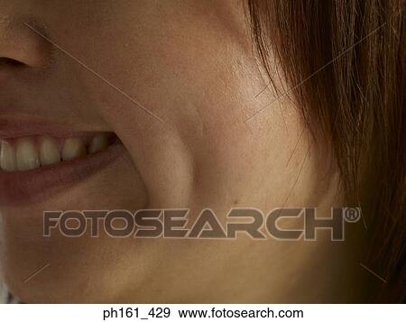 Close-up of woman's face, side profile View Large Photo Image Stock Photo - Close-up of woman's face, side profile. Fotosearch