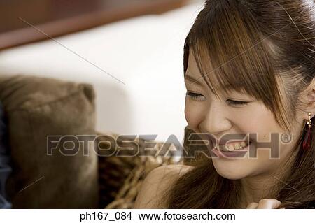 Picture - Woman smiling, close-up. Fotosearch