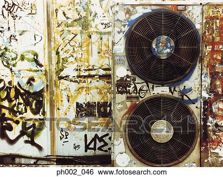 Graffiti on air conditioner compressor View Large Photo Image Stock Photograph - Graffiti on air conditioner compressor. Fotosearch