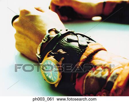 Stock Image - Wrist watch, close up. Fotosearch