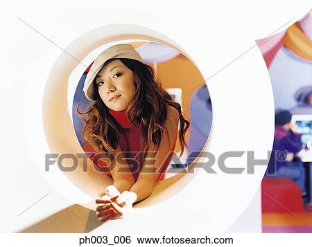 Young Asian woman, round shape window View Large Photo Image Stock Photograph - Young Asian woman, round shape window. Fotosearch