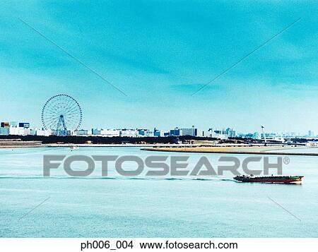 Japan, Tokyo Bay skyline View Large Photo Image Picture - Japan, Tokyo Bay skyline. Fotosearch