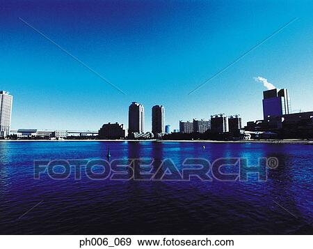 Japan, Tokyo, Minato-ku skyline View Large Photo Image Stock Photo - Japan, Tokyo, Minato-ku skyline. Fotosearch