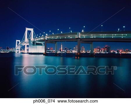 Tokyo Bay, Rainbow Bridge, Tokyo View Large Photo Image Picture - Tokyo Bay, Rainbow Bridge, Tokyo. Fotosearch