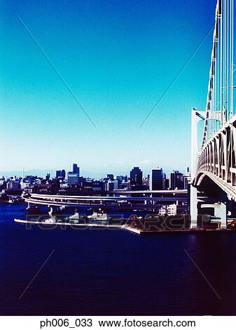 Tokyo Bay, Rainbow Bridge, Tokyo View Large Photo Image Stock Image - Tokyo Bay, Rainbow Bridge, Tokyo. Fotosearch