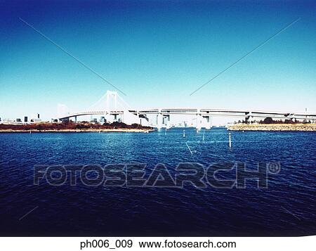 Tokyo Bay, Rainbow Bridge, Tokyo View Large Photo Image Stock Photo - Tokyo Bay, Rainbow Bridge, Tokyo . Fotosearch