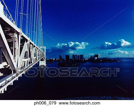 Tokyo Bay, Rainbow Bridge, Tokyo View Large Photo Image Stock Photo - Tokyo Bay, Rainbow Bridge, Tokyo. Fotosearch