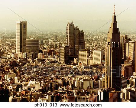 Stock Image - Aerial View of Shibuya-ku, Tokyo, Japan. Fotosearch
