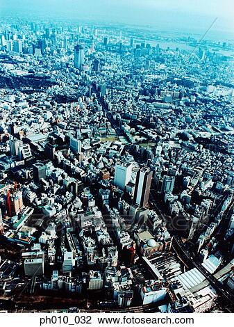 Stock Image - Aerial View of Shibuya-ku, Tokyo, Japan. Fotosearch