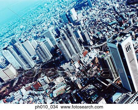 Picture - Aerial View of Shinjuku-ku, Tokyo, Japan. Fotosearch