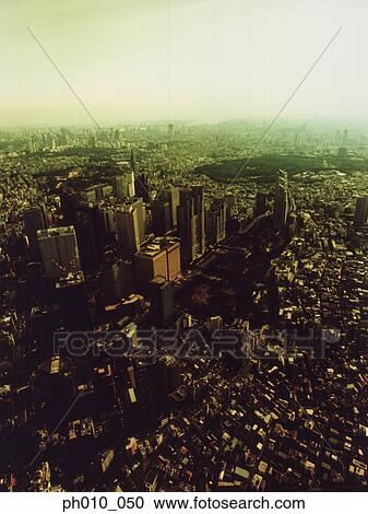Stock Image - Aerial View of Shinjuku-ku, Tokyo, Japan. Fotosearch