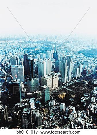 Stock Photo - Aerial View of Shinjuku-ku, Tokyo, Japan. Fotosearch