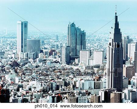 Aerial View of Shinuya-ku, Tokyo, Japan View Large Photo Image Picture - Aerial View of Shinuya-ku, Tokyo, Japan. Fotosearch
