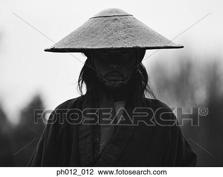 Stock Image - Portrait of a Samurai warrior. Fotosearch