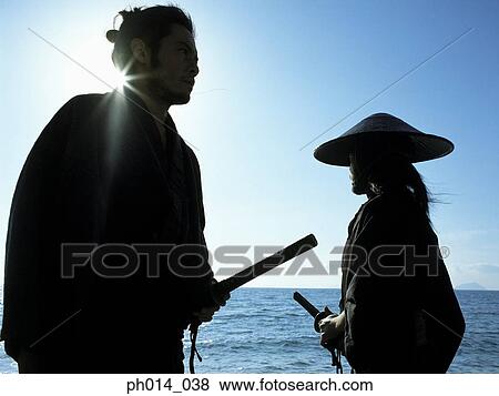 Confrontation of two Samurai warriors View Large Photo Image Stock Photo - Confrontation of two Samurai warriors. Fotosearch