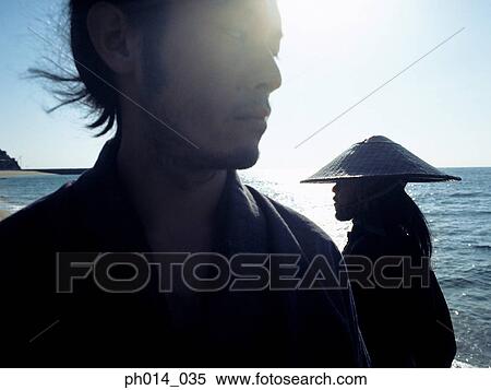 Stock Photography - Confrontation of two Samurai warriors. Fotosearch